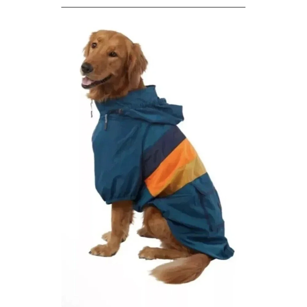 Arcadia Trail Dog Navy Colorblock Windbreaker Jacket Packable‎ Hood Poop Bag NWT